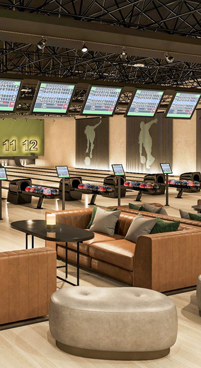 Palm Bowling club, hospitality interior design by DnA Interiors, Riyadh InterContinental Hotel